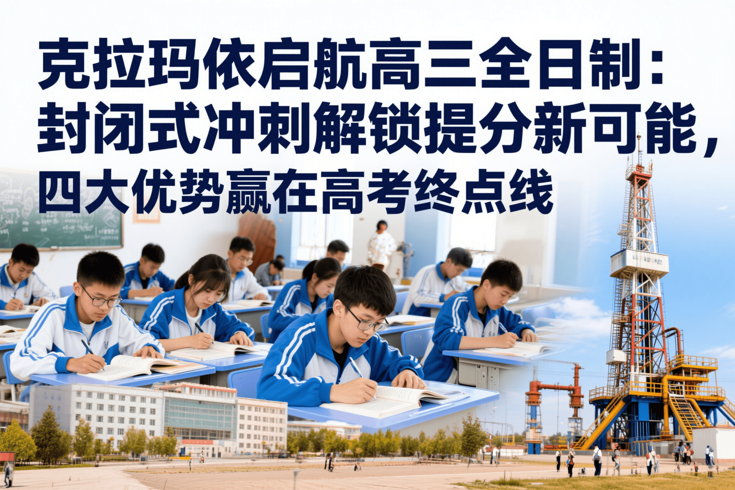 jimeng-2026-05-09-3160-克拉玛依启航高三全日制封面，画面融入克拉玛依油田特色元素，搭配学生在封闭式校园内..._new.png