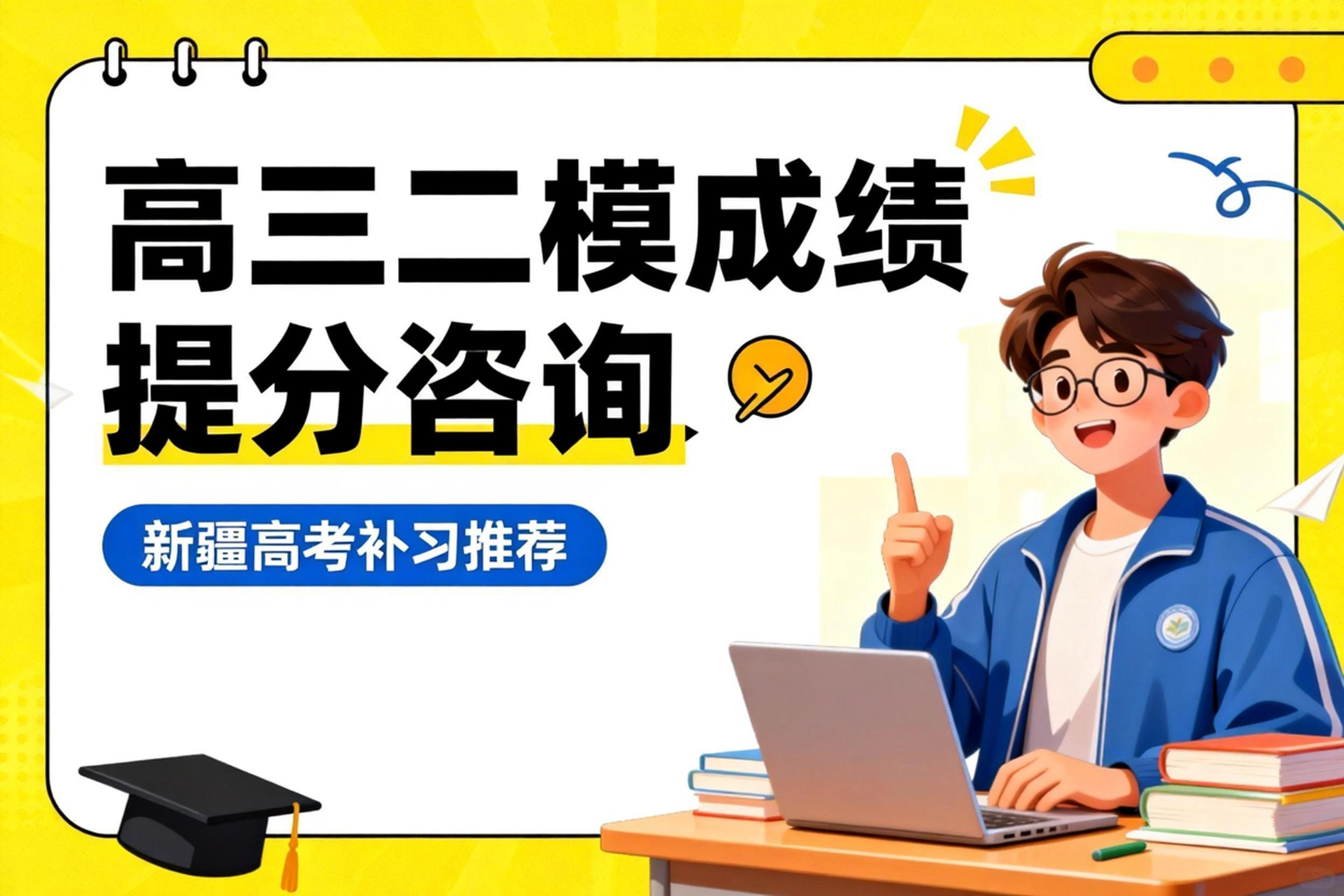 jimeng-2026-05-15-4286-高三二模成绩提分咨询类文章封面，符合新疆高考补习机构推荐主题，专业接地气的教育资....png